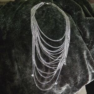 Black Silver Multi-Layered Necklace